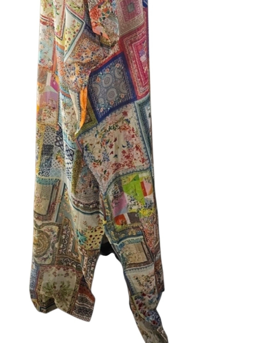JOHNNY WAS EUC Bella Lace Up Cotton Silk Boho L XL Maxi Kaftan Caftan - Picture 7 of 15